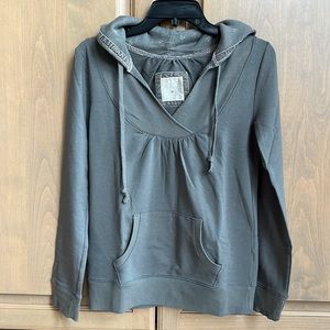 New Old Navy babydoll criss cross neckline modal cotton velvet hooded sweatshirt